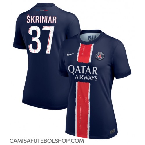 Camisa de time de futebol Paris Saint-Germain Milan Skriniar #37 Replicas 1º Equipamento Feminina 2024-25 Manga Curta